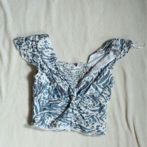 Elegant Blue and White Blouse